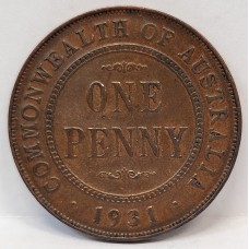 AUSTRALIA 1931 . ONE 1 PENNY . ENGLISH DIE